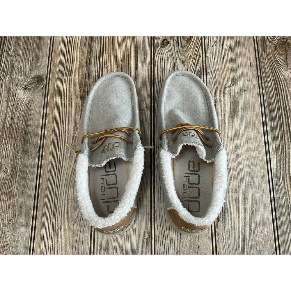 Hey Dude Wally Herringbone Grey Shoes Men's Slip on Loafers Size 8